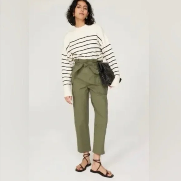 Marissa Webb Green Paper Bag Vintage Wash Pants Size 12 - Picture 1 of 10